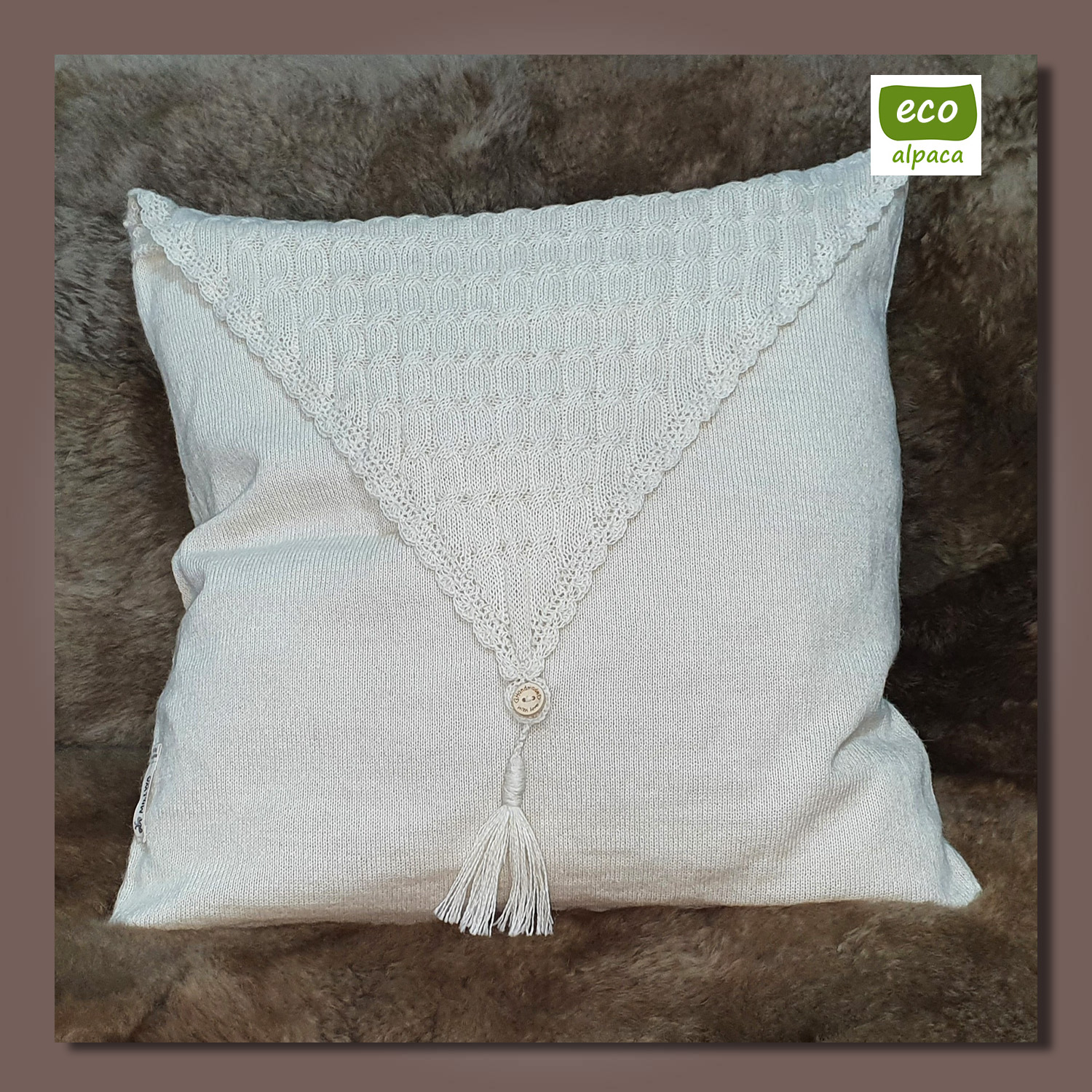 Alpaka-Premium-Strickkisenbezug/alpaca Premium knitted cushion cover LA PUNTA, Farbe/colour: weiß/white eco